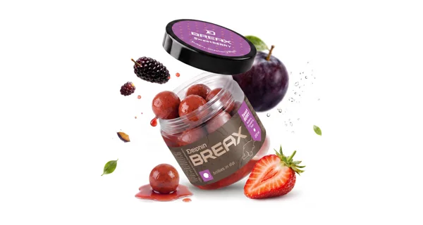 DELPHIN - Boilies v dipe BreaX SweetBERRY Moruše Jahoda Slivka 24 mm 200 ml