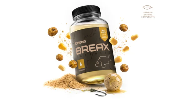 DELPHIN - Booster BreaX NutCAKE tigrí orech Scopex Kukurica 250 ml
