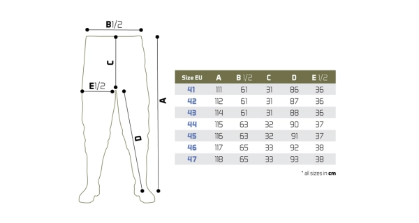 DELPHIN - Brodiace nohavice do pása Hron Pants veľ. 43