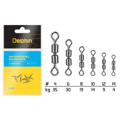 DELPHIN - Dvojitý obratlík Hi Speed Double Rolling Swivel A-04 10 ks BN 6/30 kg