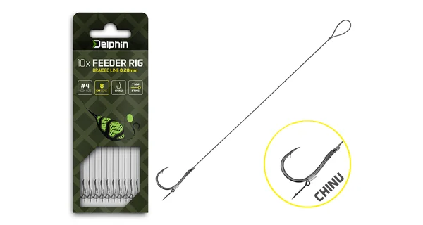 DELPHIN - Feederový náväzec Braided Sting Chinu veľ. 4 8 cm 0,2 mm 10 ks
