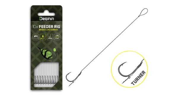 DELPHIN - Feederový náväzec Braided Sting Turner veľ. 4 8 cm 0,2 mm 10 ks