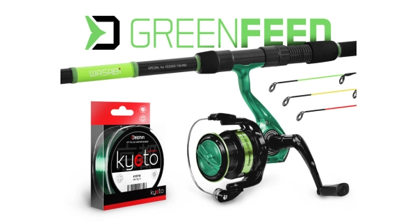 DELPHIN - Feederový set Prút Wasabi 3,3 m 100 g + Navijak ELIXIR 3T + Vlasec