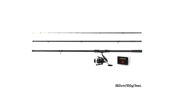 DELPHIN - Feedrový Set Prút Yakuza 3,6 m 100 g 3 diely + Navijak 4T