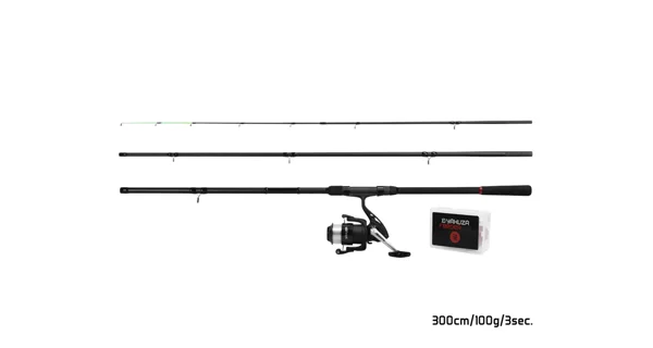 DELPHIN - Feedrový Set Prút Yakuza 3 m 100 g 3 diely + Navijak 4T