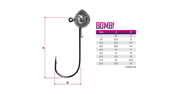 DELPHIN - Jigová hlava s držiakom Bomb! veľ. 2/0 3 g 5 ks