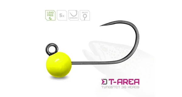 DELPHIN - Jigová hlavička T-AREA BL Volfrámový jig fluo žltý 5 ks veľ. 4 1,5 g 5,5 mm