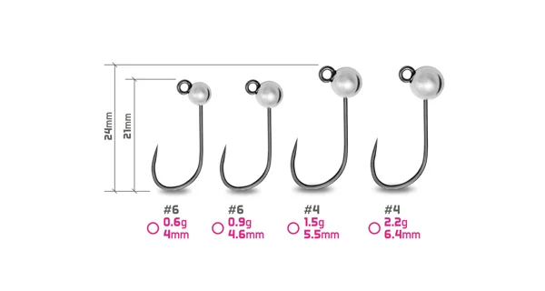 DELPHIN - Jigová hlavička T-AREA BL Volfrámový jig strieborný 5 ks veľ. 4 1,5 g 5,5 mm