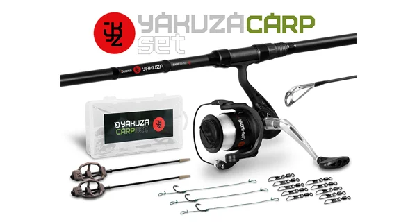 DELPHIN - Kaprársky Set Prút Yakuza 3,6 m 3 lb 3 diely + Navijak 6T