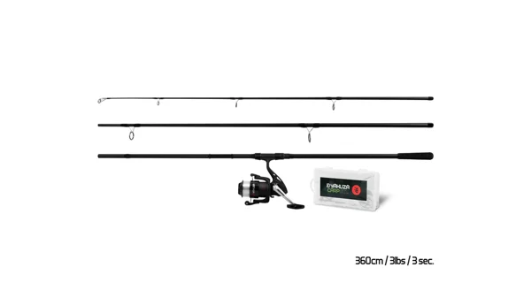 DELPHIN - Kaprársky Set Prút Yakuza 3,6 m 3 lb 3 diely + Navijak 6T