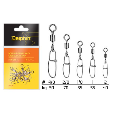 DELPHIN - Karabínka na obratlíku Rolling swivel with Crosslock snap BN veľ. 1