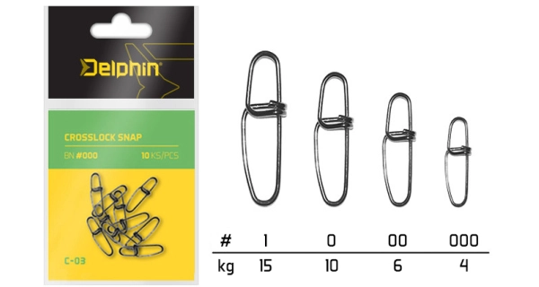 DELPHIN - Karabínky Crosslock Snap C-03 BN 10 ks veľ. 1