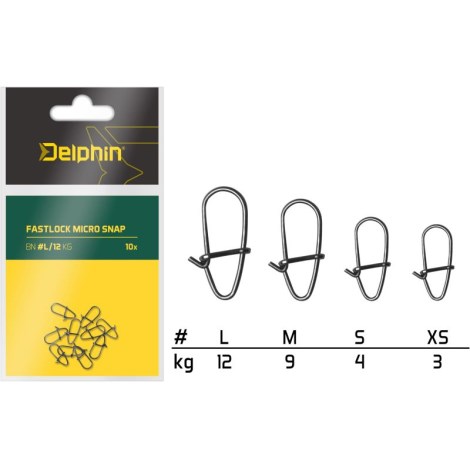 DELPHIN - Karabínky Fastlock Micro Snap 10 ks veľ. L 12 kg