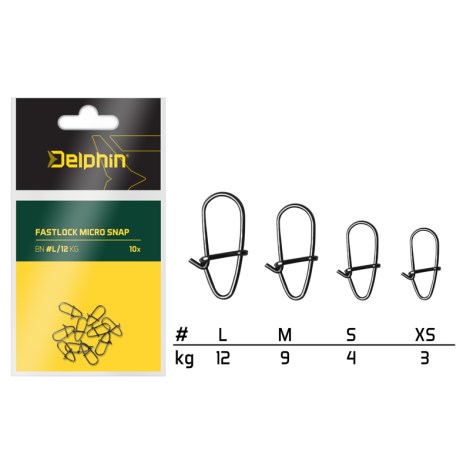 DELPHIN - Karabínky Fastlock Micro Snap 10 ks veľ. S 4 kg