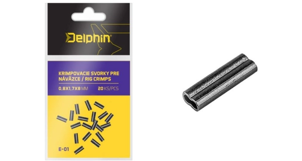DELPHIN - Krimpovacie svorky pre náväzce 1 x 2,2 x 8 mm 20 ks