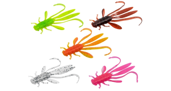 DELPHIN - Mix nástrah Nymfa Manya UV Pearl, Candy, Firedot, Reactor, Brick 10,5 cm 5 ks
