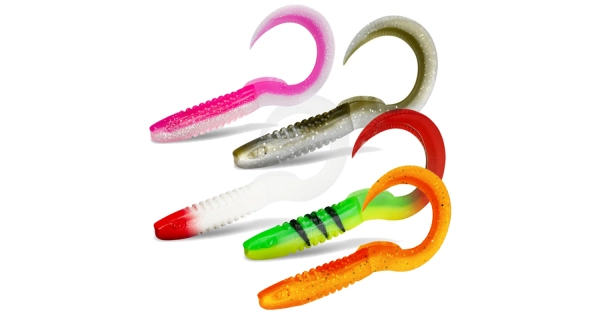 DELPHIN - Mix nástrah TwistaX Eeltail UV Perchy Candy Booty Redface Firedot 15 cm 5 ks