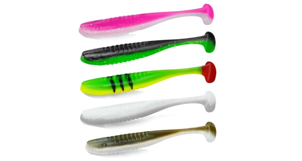 DELPHIN - Mix nástrah Zander FlexiFloat UVs Yeti Booty Candy Perchy Forester 12 cm 5 ks