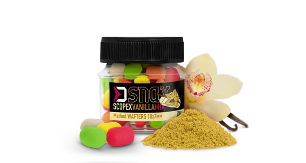 DELPHIN - Nástraha MIX SNAX WAFT 10x7 mm 20 g Scopex Vanilka