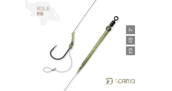 DELPHIN - Náväzec sCAMO Boilie Rig veľ. 6 25 lb 20 cm 2 ks