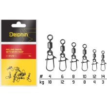 DELPHIN - Obratlík s Karabínkou Rolling Swivel With Micro Snap 10 ks Veľ.10 8 kg