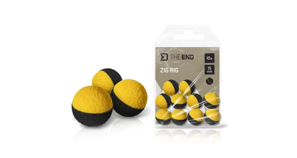 DELPHIN - Penové plávajúce boilies TheEND Zig Rig Čierno-žlté 12 mm 10 ks