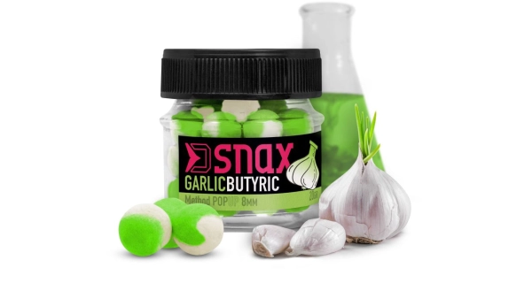 DELPHIN - Plávajúce boilie D SNAX POP 8 mm 20 g Cesnak Kyselina maslová