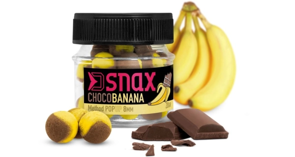 DELPHIN - Plávajúce boilies D SNAX POP 8 mm 20 g Čokoláda Banán