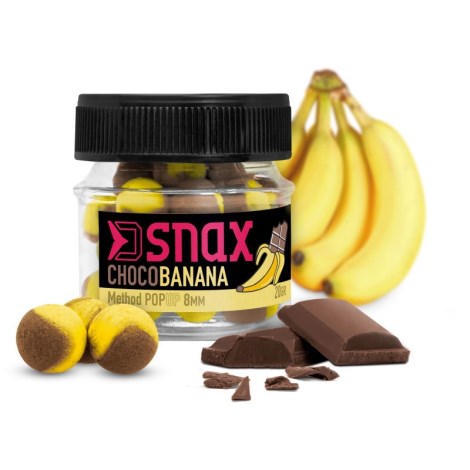 DELPHIN - Plávajúce boilies D SNAX POP 8 mm 20 g Čokoláda Banán