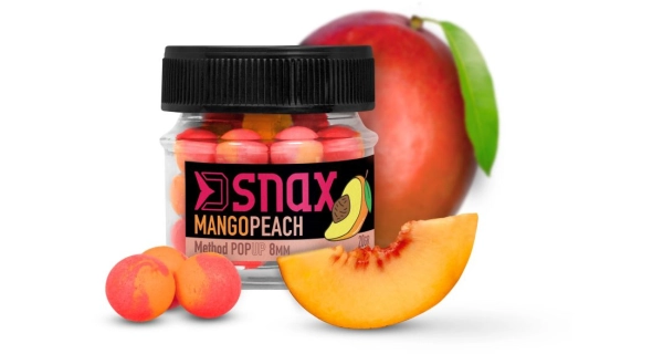 DELPHIN - Plávajúce boilies D SNAX POP 8 mm 20 g Mango Broskyňa