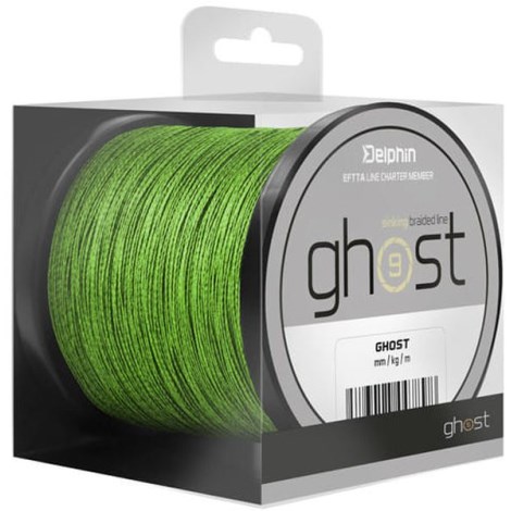 DELPHIN - Pletená šnúra Ghost 4+1 zelená 0,23 mm 30 lbs 600 m