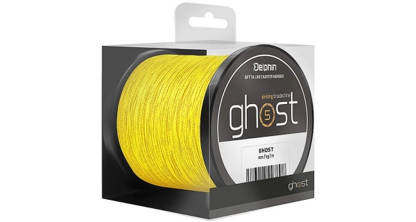 DELPHIN - Pletená šnúra Ghost 4+1 žltá 0,18 mm 20 lbs 600 m