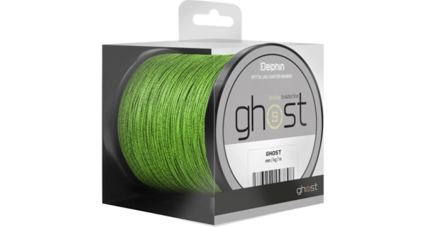 DELPHIN - Pletená šnúra Ghost 8+1 Zelená 0,18 mm 9,1 kg 6000 m