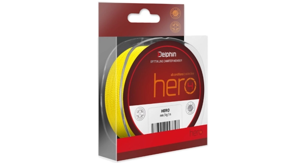 DELPHIN - Pletená šnúra Hero 4 Fluo žltá 0,16 mm 300 m
