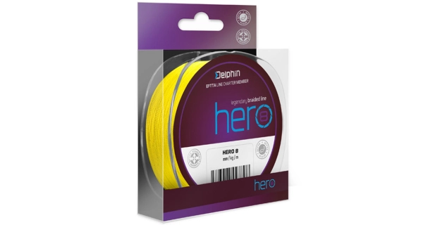 DELPHIN - Pletená šnúra Hero 8 Fluo žltá 0,16 mm 10,5 kg 300 m