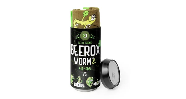 DELPHIN - Ponožky v plechovke Beerox Worm vel.41-46 2 Pack