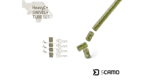 DELPHIN - Set závesky, prevleky a obratlíky sCAMO HeavyC + Swivel veľ. 4 + Tube 5 ks