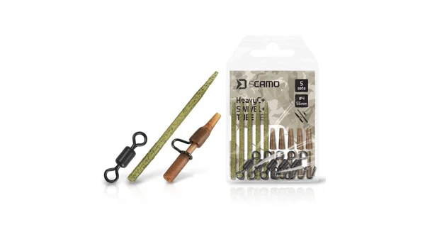 DELPHIN - Set závesky, prevleky a obratlíky sCAMO HeavyC + Swivel veľ. 4 + Tube 5 ks