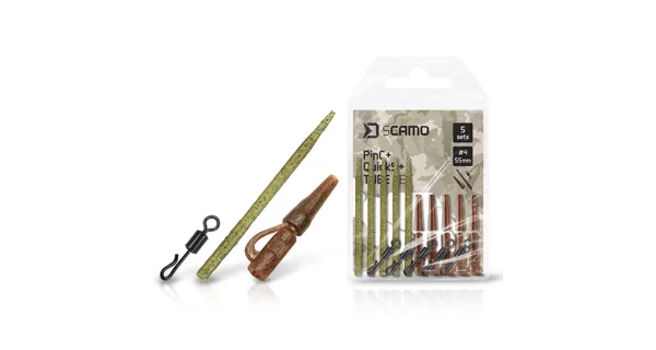 DELPHIN - Set závesky, prevleky a obratlíky sCAMO PinC + QuickS veľ. 4 + Tube 5 ks