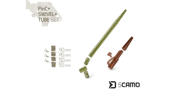 DELPHIN - Set závesky, prevleky a obratlíky sCAMO PinC + Swivel veľ. 4 + Tube 5 ks