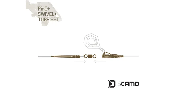 DELPHIN - Set závesky, prevleky a obratlíky sCAMO PinC + Swivel veľ. 4 + Tube 5 ks