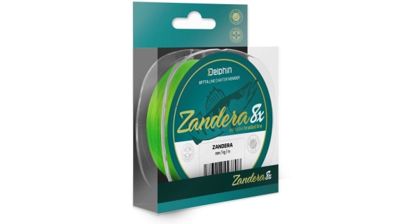 DELPHIN - Šnúra Zandera 8 150 m 0,14 mm fluo zelená