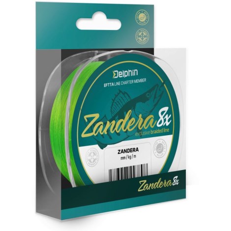 DELPHIN - Šnúra Zandera 8 150 m 0,14 mm fluo zelená