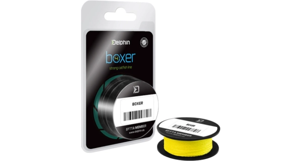 DELPHIN - Sumcová pletená šnúra Boxer 4 Fluo žltá 0,70 mm 62,8 kg 10 m