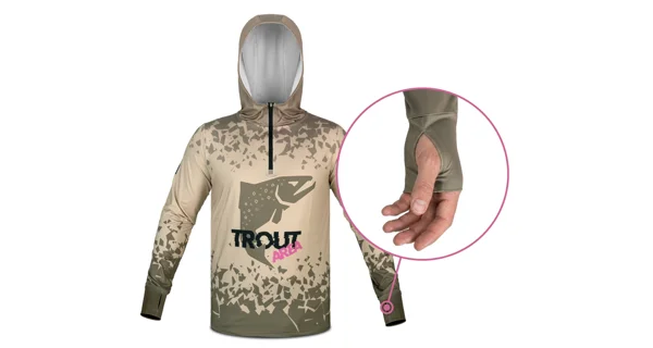 DELPHIN - Tričko s kapucňou UV ARMOR 50+ Trout veľ. S