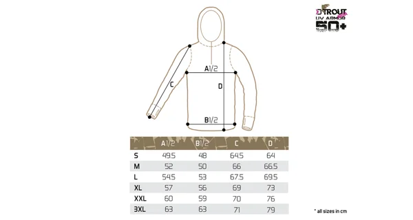 DELPHIN - Tričko s kapucňou UV ARMOR 50+ Trout veľ. S