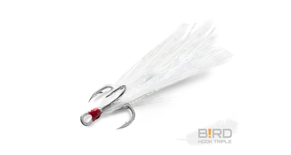 DELPHIN - Trojháčik Bird Hook Triple Biele pierka 3 ks veľ. 8