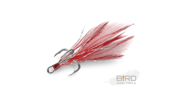 DELPHIN - Trojháčik Bird Hook Triple Červené pierka 3 ks veľ. 10