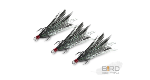 DELPHIN - Trojháčik Bird Hook Triple Čierne pierka 3 ks veľ. 6