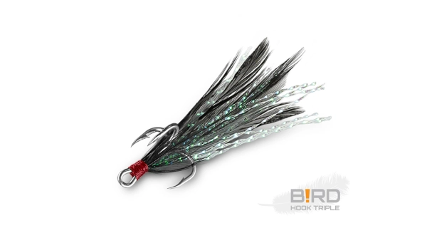 DELPHIN - Trojháčik Bird Hook Triple Čierne pierka 3 ks veľ. 8